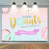 Lofaris Dunk Donut Glitter Happy Birthday Backdrop For Girl